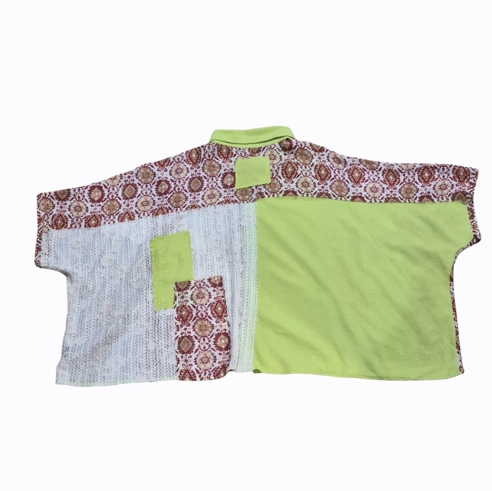 POL Patchwork Oversized Button Down, Lace Floral … - image 10